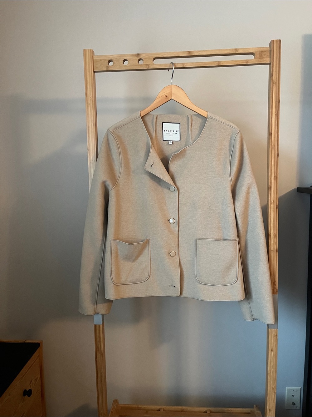 bagatelle Taupe-Gray Relaxed Button-Front Blazer